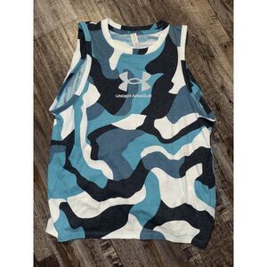 Under Armour Blue Camo Loose Fit Muscle Tank Top Small